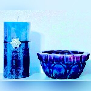 Vintage ombré decor bowl & candle